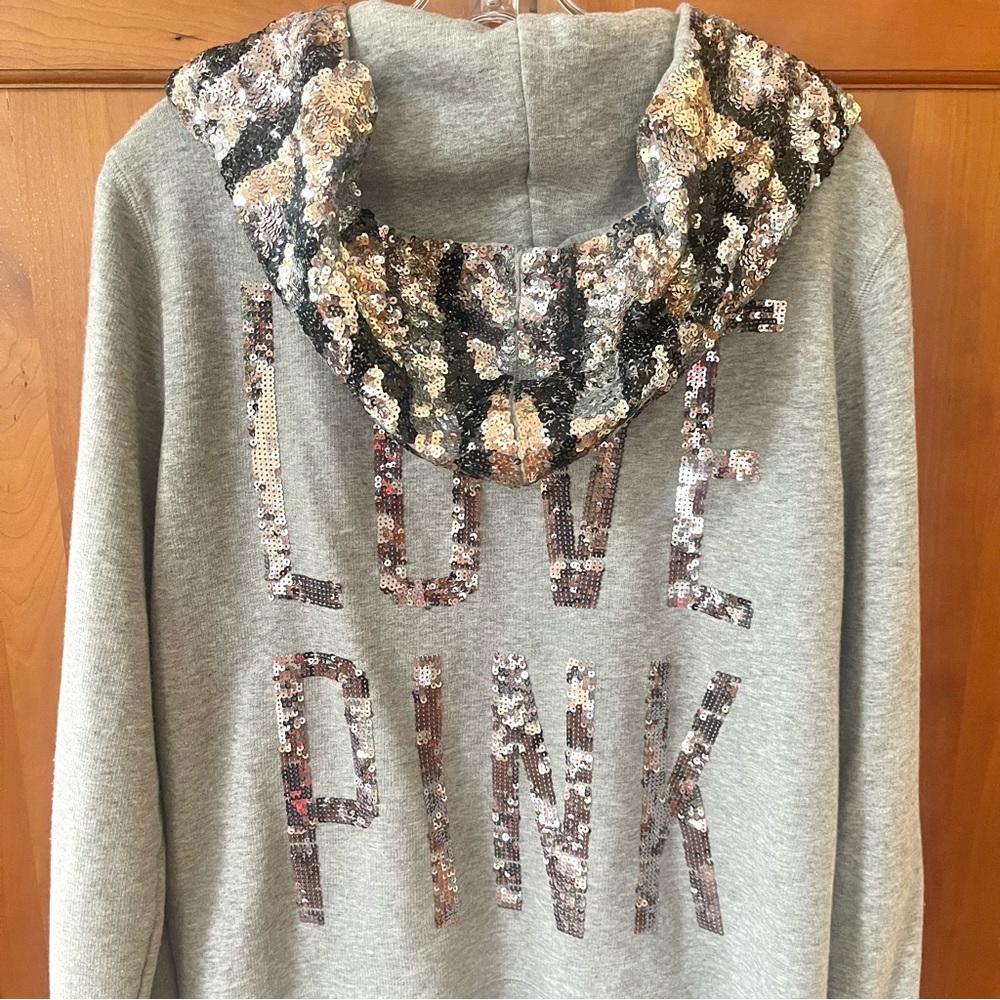 Victoria's Secret PINK Limited Edition Full-zip Hoodie With Sequin Design Size L - Picture 3 of 12